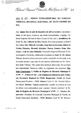 Ata extraordinária do TRE-MS n.117