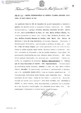 Ata extraordinária do TRE-MS n.113