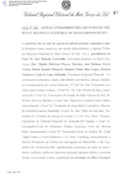 Ata extraordinária do TRE-MS n.131