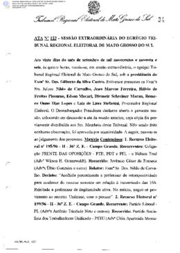 Ata extraordinária do TRE-MS n.122