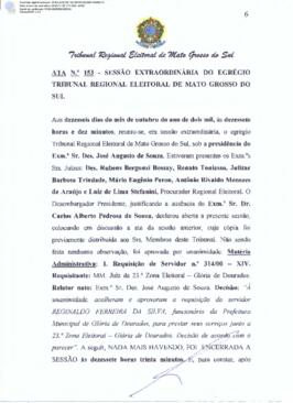 Ata extraordinária do TRE-MS n.153