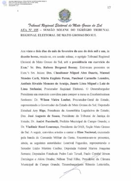Ata extraordinária do TRE-MS n.155