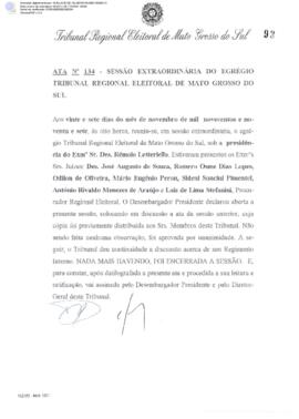 Ata extraordinária do TRE-MS n.134
