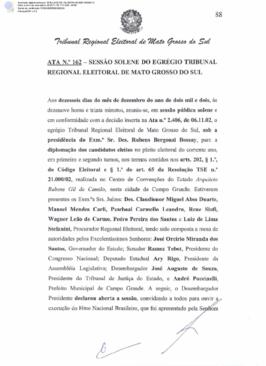 Ata extraordinária do TRE-MS n.162