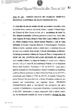 Ata extraordinária do TRE-MS n.133