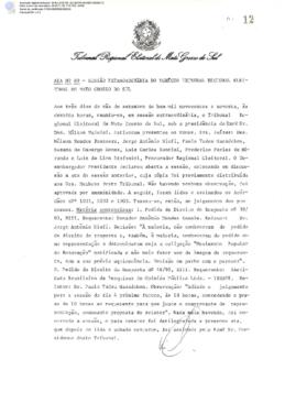 Ata extraordinária do TRE-MS n.069