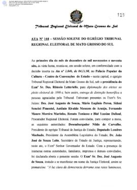Ata extraordinária do TRE-MS n.144