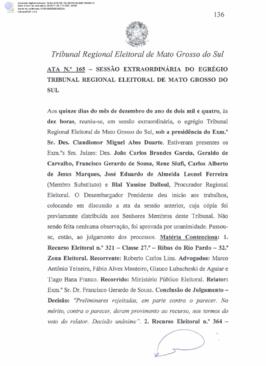 Ata extraordinária do TRE-MS n.165