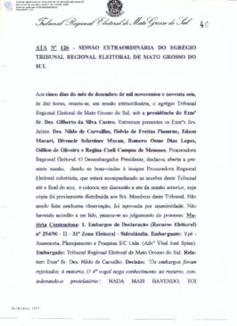 Ata extraordinária do TRE-MS n.126
