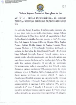 Ata extraordinária do TRE-MS n.141