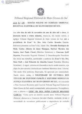 Ata extraordinária do TRE-MS n.170