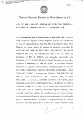 Ata extraordinária do TRE-MS n.163