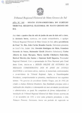 Ata extraordinária do TRE-MS n.169