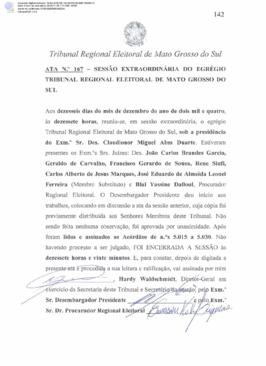 Ata extraordinária do TRE-MS n.167