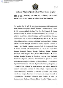 Ata extraordinária do TRE-MS n.148