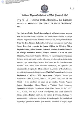 Ata extraordinária do TRE-MS n.142