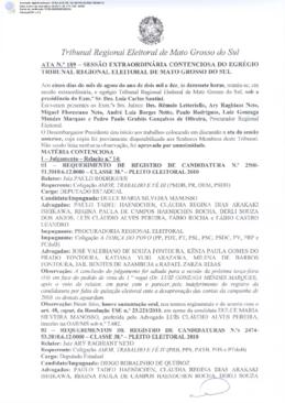 Ata extraordinária do TRE-MS n.189