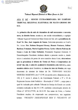 Ata extraordinária do TRE-MS n.147