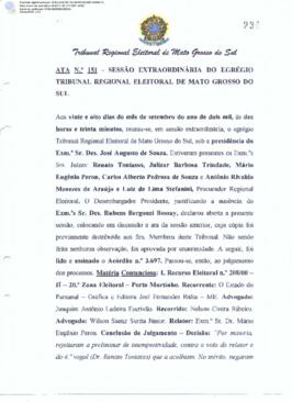 Ata extraordinária do TRE-MS n.151