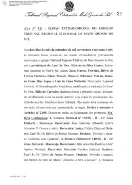 Ata extraordinária do TRE-MS n.121