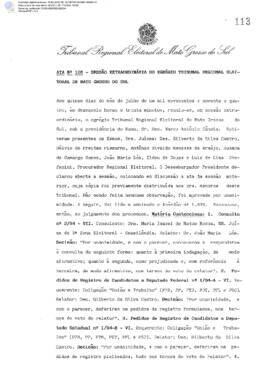 Ata extraordinária do TRE-MS n.106