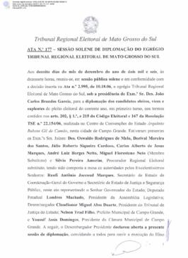 Ata extraordinária do TRE-MS n.177