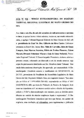 Ata extraordinária do TRE-MS n.116