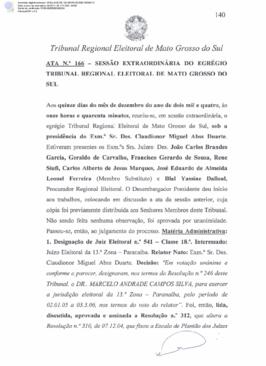 Ata extraordinária do TRE-MS n.166