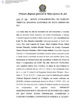 Ata extraordinária do TRE-MS n.143