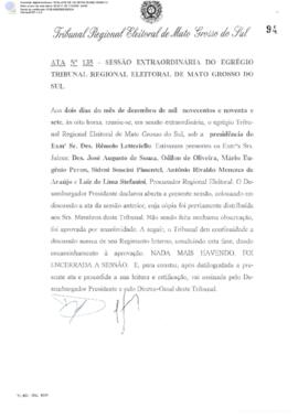 Ata extraordinária do TRE-MS n.135