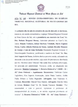 Ata extraordinária do TRE-MS n.149