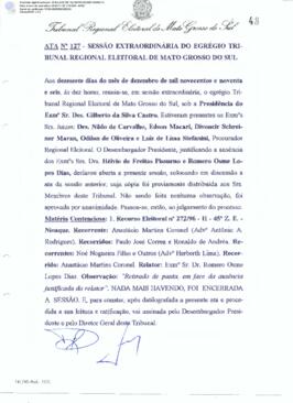 Ata extraordinária do TRE-MS n.127