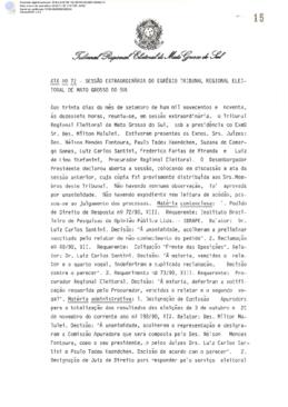 Ata extraordinária do TRE-MS n.072