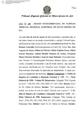 Ata extraordinária do TRE-MS n.138