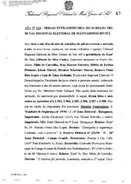 Ata extraordinária do TRE-MS n.124